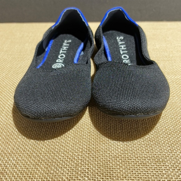 Rothy's Women The Flat Ballerina Knit Slip On Rounded Toe Black Sz 7 READ Washed - Picture 2 of 11